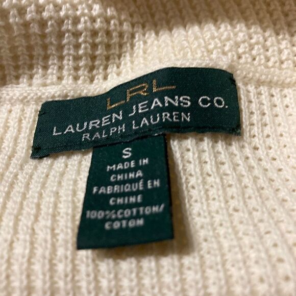 LRL Lauren Jeans Co Ralph Lauren Cream Waffle Sweater Size S - Picture 5 of 7